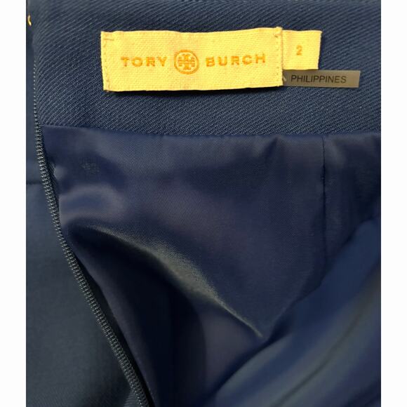 Tory Burch "Jane" Blue Dahlia Lined Wool Mini Skirt Size 2 with Pockets! - Picture 2 of 9